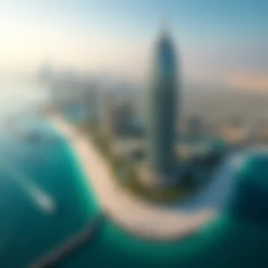 Panoramic view of the Ajman Pearl Towers location highlighting its proximity to key landmarks