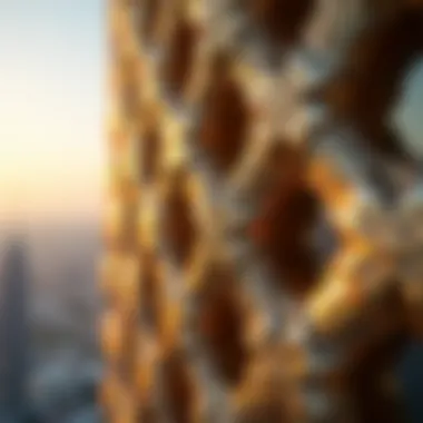 Close-up of Al Ameer Tower's intricate architectural details