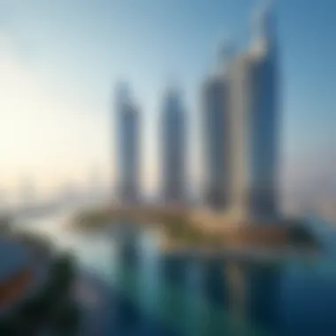 Architectural Marvel of Al Majara Towers Panoramic view of Al Majara Towers showcasing modern architecture