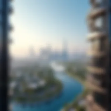 Panoramic view of Dubai skyline from the Al Maya Building