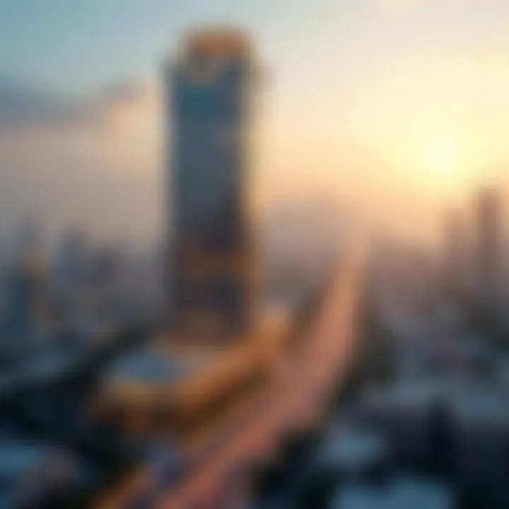 Panoramic view of Sheikh Zayed Road highlighting the Al Wasl Building's urban context