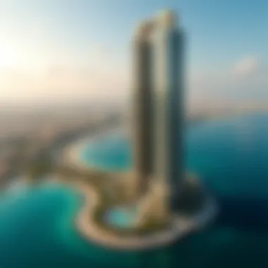 Aerial view capturing the architectural brilliance of Al Majara Tower