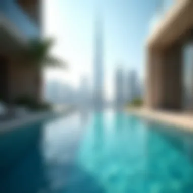 Infinity pool area with panoramic city views