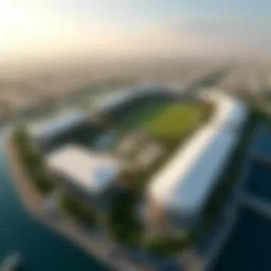 Aerial view of Dubai Sports City showcasing its expansive facilities