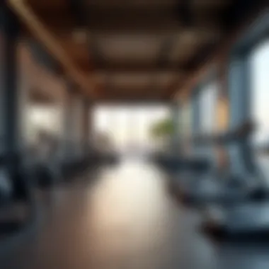 Interior view of a modern gym facility showcasing workout equipment