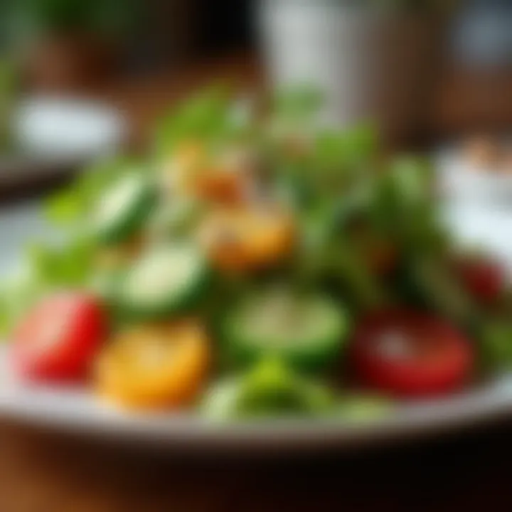 A close-up of a vibrant salad made with locally sourced ingredients, emphasizing freshness and health.