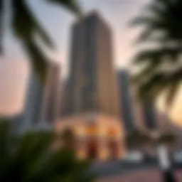 Exterior view of Sharjah Gate Tower showcasing its modern architecture