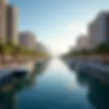 A scenic view of Dubai Creek Harbour showcasing the waterfront